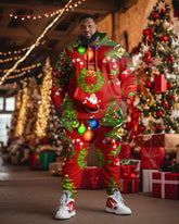 Big Men's Christmas Decor Print Hoodie Sweatpants Set of Two